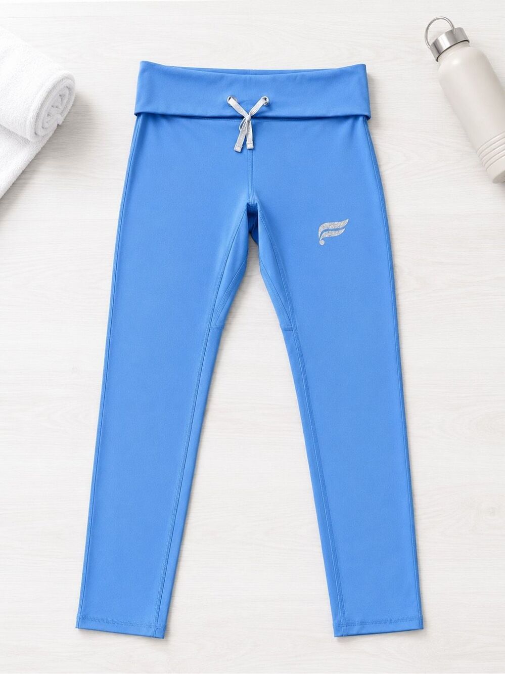 Fabletics Women’s Blue Foldover Waist Drawstring Full Length Leggings Size XL